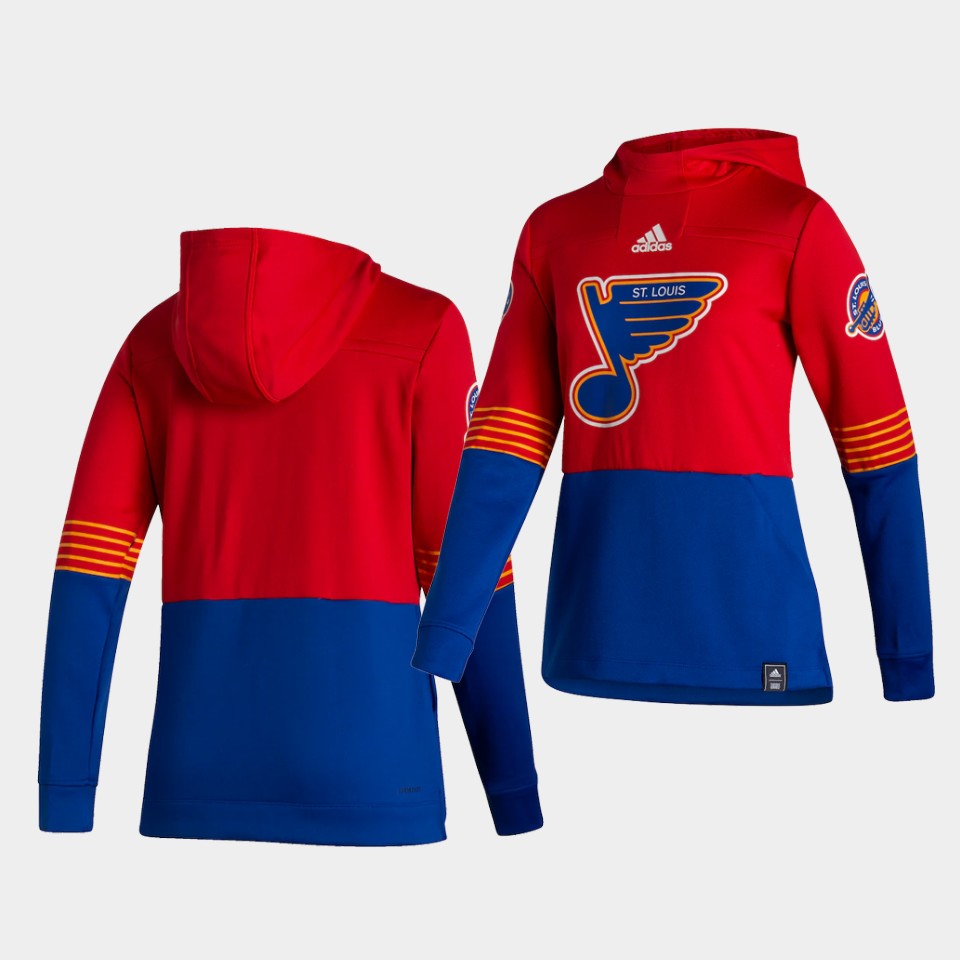 Men St.Louis Blues Blank Red NHL 2021 Adidas Pullover Hoodie Jersey->st.louis blues->NHL Jersey